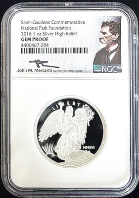 2016 SAINT-GAUDENS WINGED LIBERTY COMM. 1 OZ SILVER HIGH RELIEF NGC GEM PROOF - Image 1 of 2