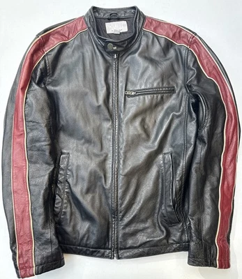 WILSONS LEATHER M. Julian Mens Motorcycle Jacket Sz. Small Black w/Red Stripe - Image 1 of 4