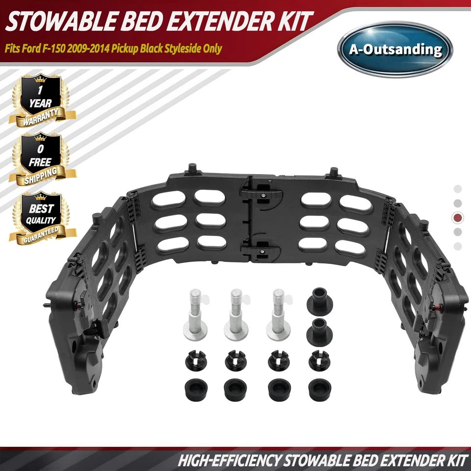Stowable Bed Extender Kit Fits Ford F-150 2009-2014 Pickup Black Styleside Only - Image 1 of 4