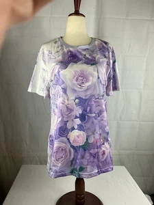 Camiseta floral para mujer púrpura/blanco talla M - Imagen 1 de 4