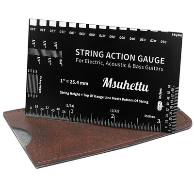 String Action Gauge Ruler Upgraded Guitar String Height Gauge with Inch & Met... - Image 1 of 4