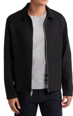 Chaqueta de algodón negra VINCE con detalle de cuero cremallera completa para hombre talla XL Foto 1 de 4