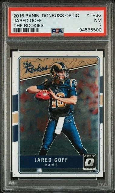 2016 JARED GOFF PSA 7 NM PANINI DONRUSS OPTIC THE ROOKIES INSERT #TRJG LA RAMS - Image 1 of 4