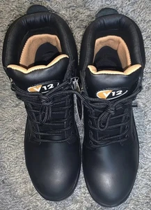 PARA HOMBRES V12 VR600 Bison Negro Ceroso Derby Botas de Seguridad Puntera Entresuela de Acero Talla 7 - Imagen 1 de 6