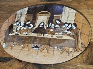 Vintage Wooden Inlay “The Last Supper” Wall Art – Handcrafted Marquetry Panel  - Picture 1 of 14