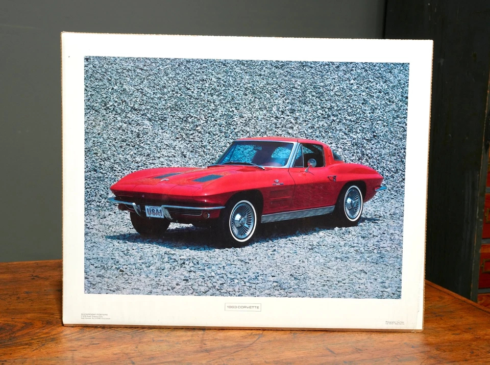 Corvette 1963 sala de exposición póster concesionario promoción coche foto exhibición vintage rojo Foto 1 de 4