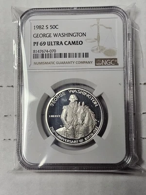 1982-S PF69 George Washington Commemorative Half Dollar NGC Free Shipping  - Image 1 of 2