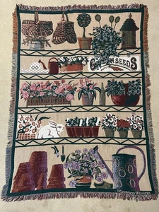 Goodwin Weavers Throw Blanket Garden Seeds Veggies Farmhouse Tapestry 65“x45“ - Picture 1 of 7