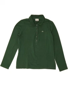 LACOSTE Womens Long Sleeve Polo Shirt Size 44 Large Green Cotton DF20 - Picture 1 of 3