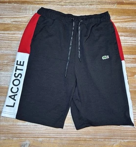 Lacoste Sport Regular Fit Cotton Stretch Shorts - Black/Red - Men's Size XXL - Picture 1 of 10