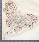 3 Big Rhinestuds Iron On Hot Fix Transfer Colorful Butterfly 9"x9.5" Ir010o