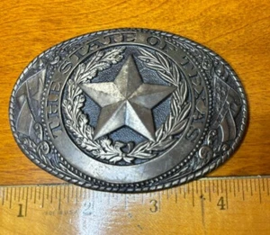 The State of Texas Lone Star massive Messing Gürtelschnalle von Tony Lama - Bild 1 von 2