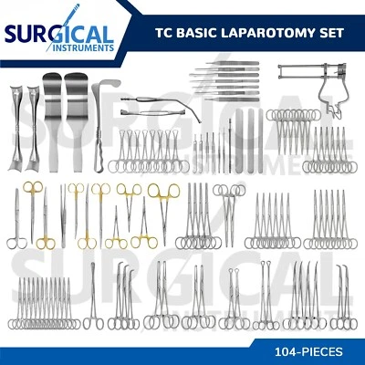 SURGINSTRUMENTS T/C 104 Pcs Basic Laparotomy Set Surgical Surgery Medical Abdominal German Grade