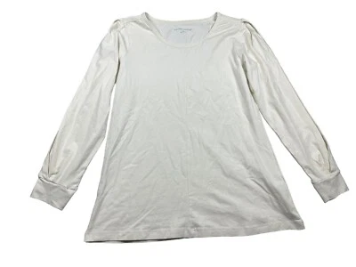 Camisa Top Soft Surroundings Mujer Pequeña Crema Crudo Retorcida Manga Abierta Foto 1 de 4