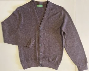 Vtg Men's Mr Rogers Cardigan Mauve Acrylic Dad Sweater Kurt Cobain USA M - Picture 1 of 5
