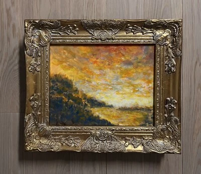 Glowing Sunset Subtle Original Painting Tonalism Landscape Signed Max Kravt Art - Image 1 of 4