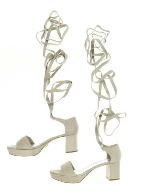 Womens PRADA Quarzo Beige Suede Gladiator Slides Block Heel Sandals Size 41 - Image 1 of 4