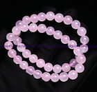 2 Pcs Natural 8mm Pink Quartz Round Beads Gemstone Elastic Bracelet 7.5 inches