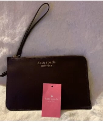 NUEVA MUÑECA KATE SPADE marrón chocolate Staci mediana cremallera en L de cuero nueva con etiquetas $119 Foto 1 de 4