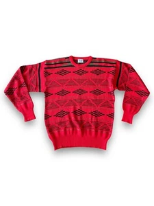 Maglione vintage Meister misto lana geometrico retrò taglia XL rosso - Foto 1 di 17