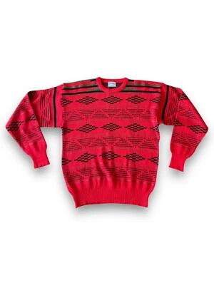 Vintage Meister Wool Blend Sweater Geometric Retro Size XL Red - Image 1 of 4