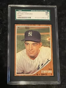 1962 BILL STAFFORD SGC 9 MINT 96 TOPPS HIGH # 570 - NEW YORK YANKEES - Picture 1 of 2