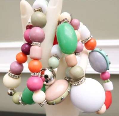 Tarina Tarantino bracelet 3-row colorful candy-style beads Lucite Swarovski - Image 1 of 4