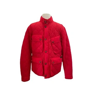 Polo RALPH LAUREN Red Waxed Diamond Quilted Military/Moto/Biker Jacket Size L - Picture 1 of 23