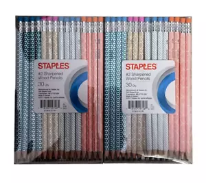 Staples #2 Sharpened Wood Pencils 30 QTY. (Pack of 2) - Picture 1 of 2
