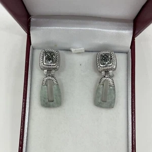 Pendientes colgantes de prasiolita y jade de plata de ley de diseñador Judith Ripka - Imagen 1 de 5