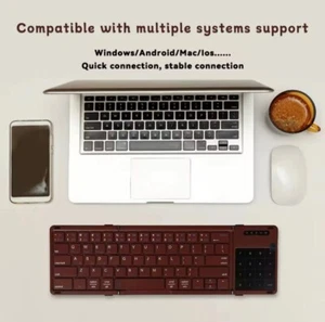 Folding Bluetooth Keyboard Digital Num Touchpad for iOS Android Windows PC Mac - Picture 1 of 8