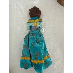 Old doll with sleepy eyes, blue & gold dress vintage - Picture 1 of 5