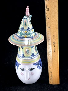 Bjorn Wiinblad Studio 10" Head Pitcher with Hat Pottery Denmark - 1998 Signed - Picture 1 of 10