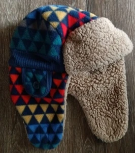 GAP Baby Multicolor Geometric Trapper Hat Boys Size XS/S Fleece & Sherpa - Picture 1 of 5