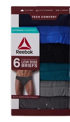 Reebok Men’s Tech Comfort Performance Low Rise Briefs Underwear, 6-Pack 2XL - Image 1 of 4