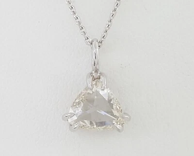 Colar antigo coração trilhão duplo corte rosa diamante solitário 1,63 ct 14K WG - Imagem 1 de 4