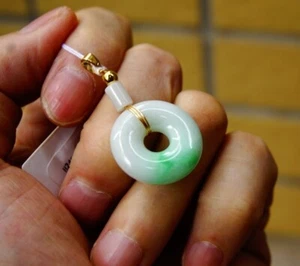 Certified Natural A Jade jadeite Fei cui Safety Circle Donut Pendant 2176 - Picture 1 of 11