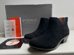 VIONIC Black Suede Orthotic Boots UK 3 FELICITY LIV EU 36 Chelsea Ankle Comfort - Picture 1 of 2