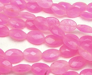 15.5" Strand PINK CANDY JADE 10X14mm Faceted Oval Beads - Picture 1 of 1