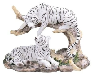 White Tigers in Wildlife setting resin figurine - Picture 1 of 4