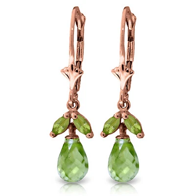 Pendientes envidia peridoto oro rosa macizo 14K de 3,4 quilates Foto 1 de 3