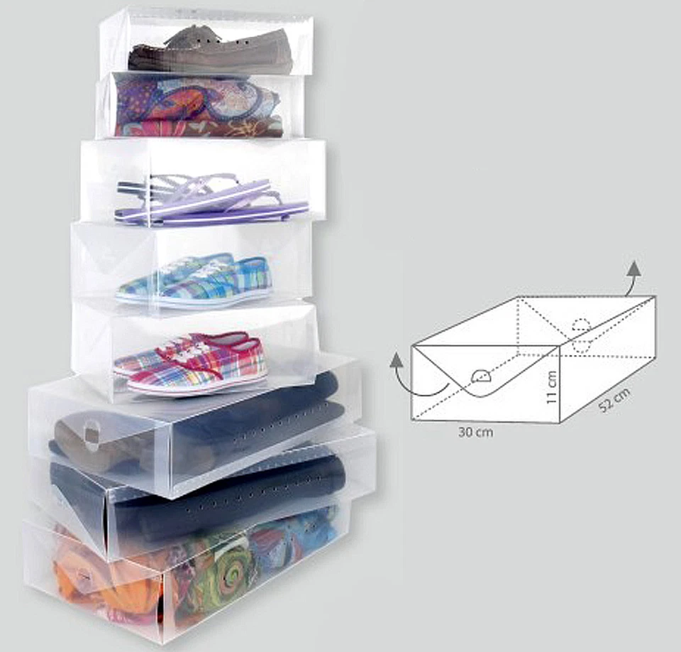 5er Set Custodia Donna & Uomo Stivali Scarpa Scatola Schuhboxen Salvaspazio - Immagine 1 di 1