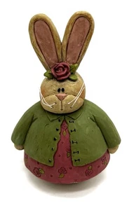 "Vestido verde Blossom Bucket arte popular Suzi Skoglund conejito primavera rosa chaqueta 3,5""" - Imagen 1 de 9