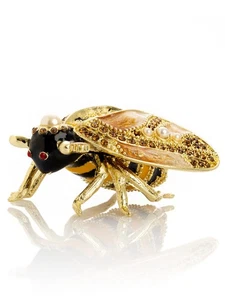 Keren Kopal bee Hand made Trinket box Decorated with Austrian Crystals - Picture 1 of 23