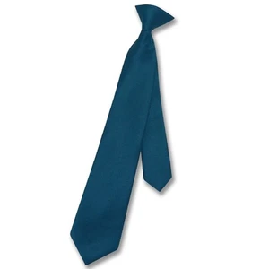 Vesuvio Napoli Boys CLIP-ON NeckTie Solid BLUE SAPPHIRE Color Youth Neck Tie - Picture 1 of 3