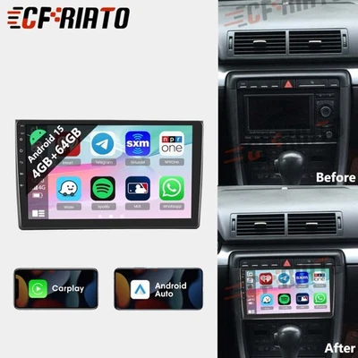 4G+64G Android 15 For Audi A4 B6 B7 RS4 2002-2008 Carplay Navi Car Stereo Radio Foto 1 de 4