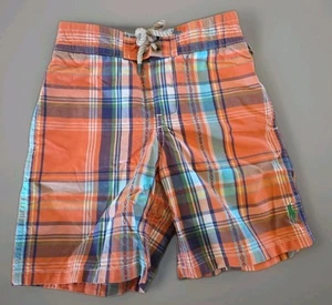 Polo Ralph Lauren Orange Navy Plaid Madras Preppy Swim Shorts Trunk Suit Sz. 5 - Picture 1 of 6