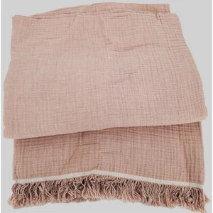 Hogar y Mano con Gasa Magnolia Manta Rubor Rosa Algodón Flecos Nuevo - Imagen 1 de 8