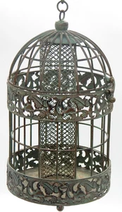 Rústico Ornamentado Metal Enjaulado Colgante Pátina Verde Patas Alimentador de Pájaros a Prueba de Ardillas - Imagen 1 de 9