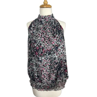 Cato Silky Tie Back Mock Neck Black Pink Abstract Blouse Plus 18/20 W - Image 1 of 4